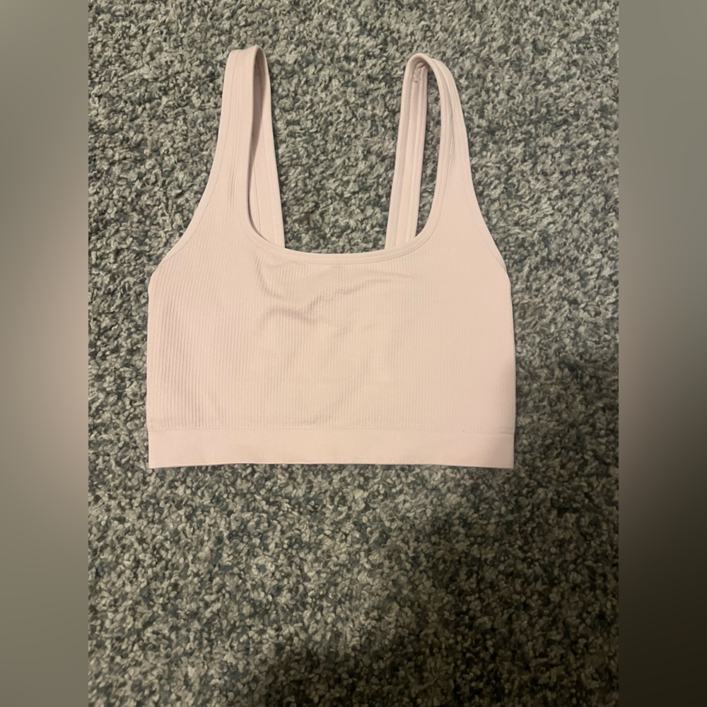 Light Pink Ribbed Sports Bra top